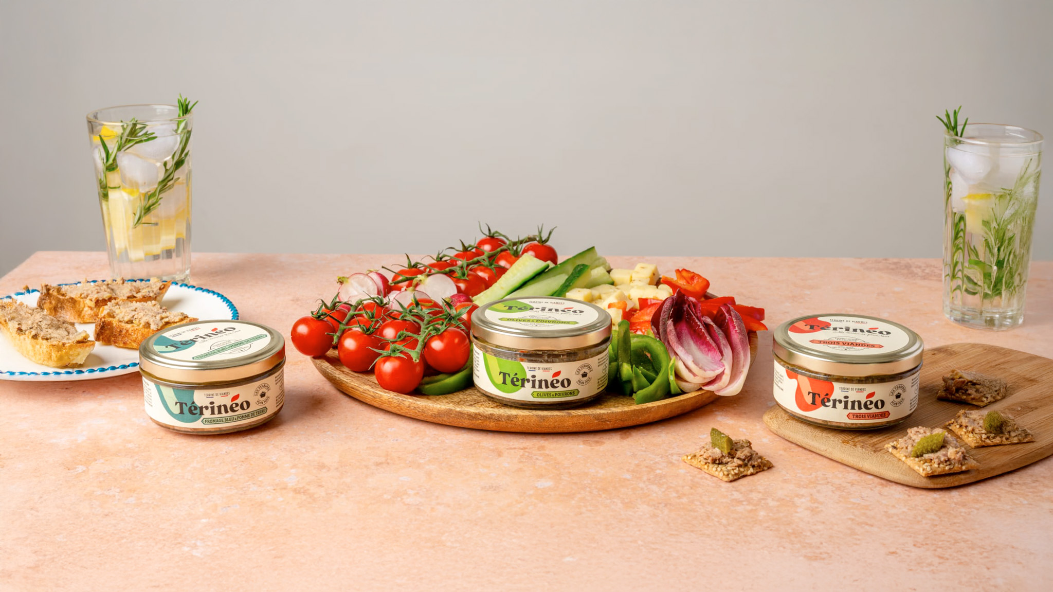 Trois terrines Térinéo — photo brute du shooting