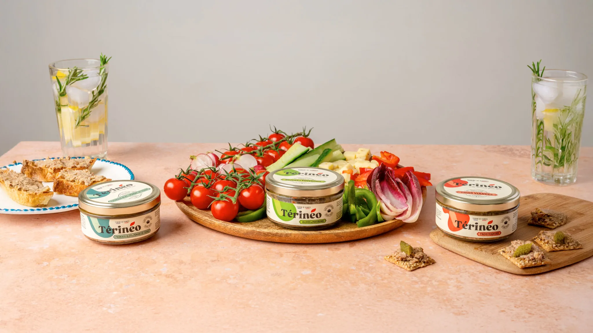 Trois terrines Térinéo — photo brute du shooting
